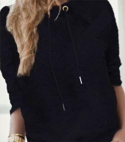 Neck Drawstring Pullover Sweatshirt (Option: Black-S)