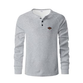 Waffle Buckle Quick-drying Raglan Henry Long Sleeve (Option: Light gray-S)