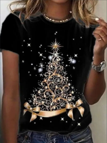 Women's Print Long-sleeved Hoodless Sweatshirt (Option: Black-2XL)